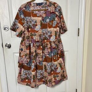 Modcloth Princess Highway Babydoll Button Dress Lounging Cat's Lair Size 16